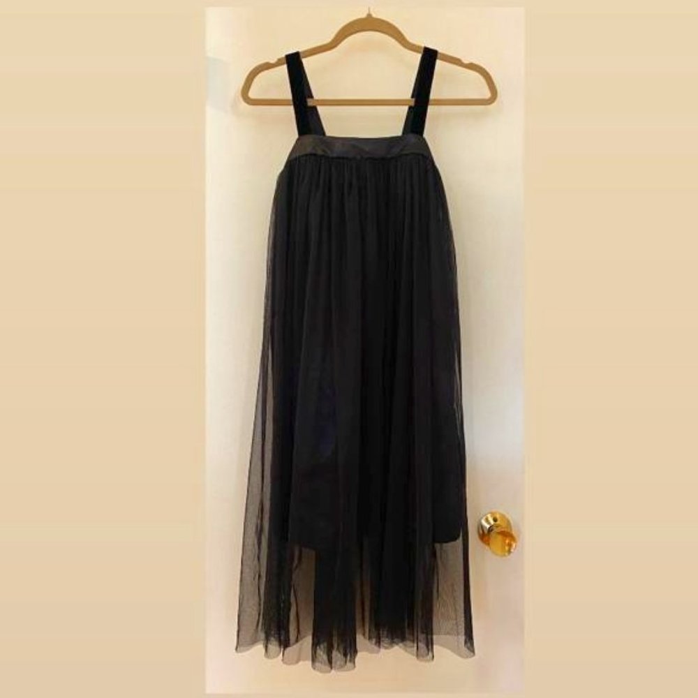 Black sheer midi dress with lining